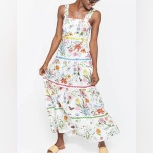 J. McLaughlin Nara Dragonfly Floral Sleeveless Midi Sundress Size 10